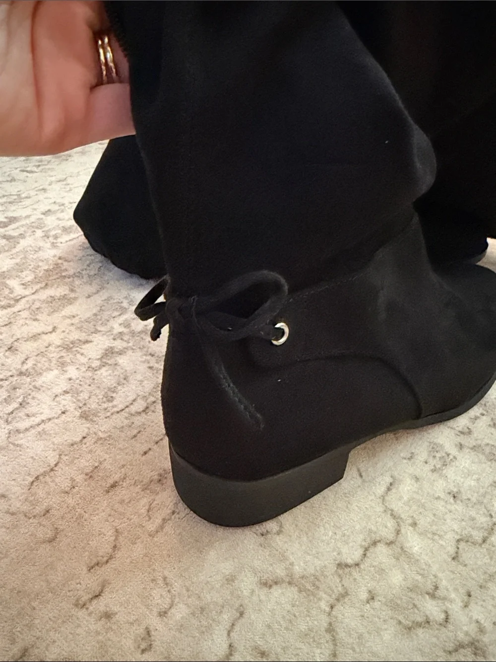 Black Over-the-Knee Suede Women's Boots